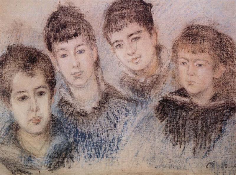 Claude Monet The Four Hoschede Childern Jacques,Suzanne,Blanche and Germaine Norge oil painting art